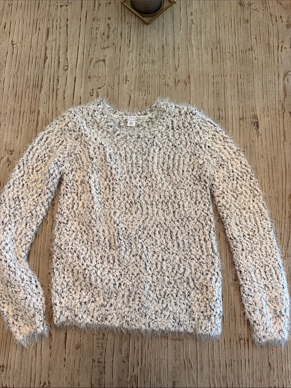 Harper Canyon Cream and Black Fuzzy Knit Sweater | 14-16